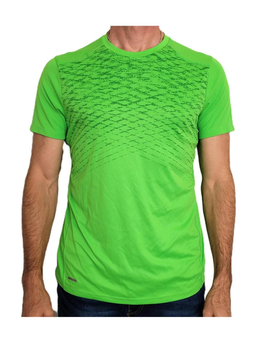 UNIPRO Men’s Medium Athletic T-Shirt Green Short Sleeve Performance Workout Tee